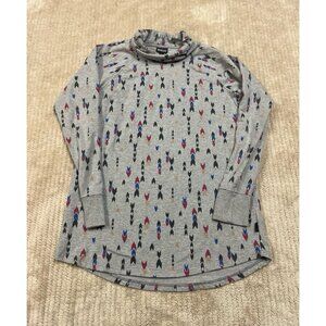 Patagonia Womens Organic Cotton Turtleneck Tunic Gray Aztec Boho Arrow Print XL
